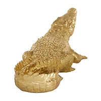 16" Gold Traditional Crocodile Sculpture
