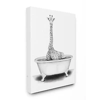 Stupell Industries Giraffe In A Tub Funny Animal Bathroom Drawing Canvas Wall Art