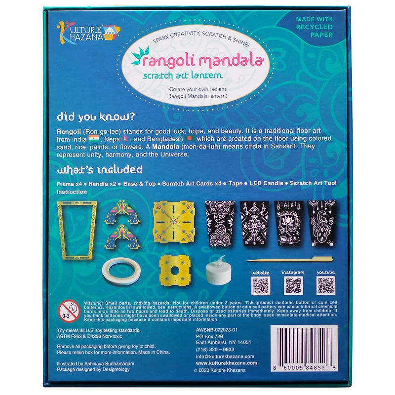 Kulture Khazana Rangoli Mandala Scratch Art Lantern DIY Craft Kit