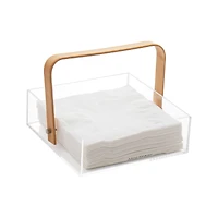Mind Reader Bamboo & Acrylic Napkin Caddy
