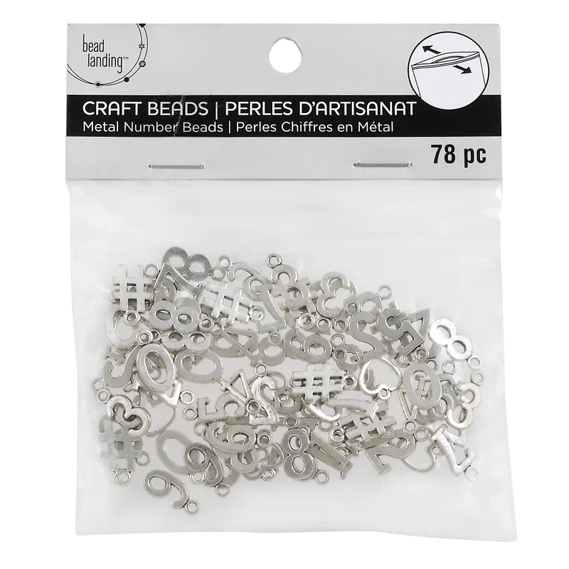 Silver Metal Number Beads by Bead Landing™
