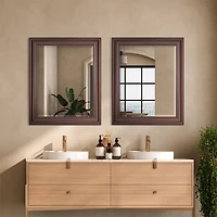 Head West Deep Cherry 28" x 34" Framed Beveled Accent Vanity Mirror