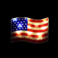 13.25" Red & White LED Lighted Patriotic American Flag Window Silhouette Accent