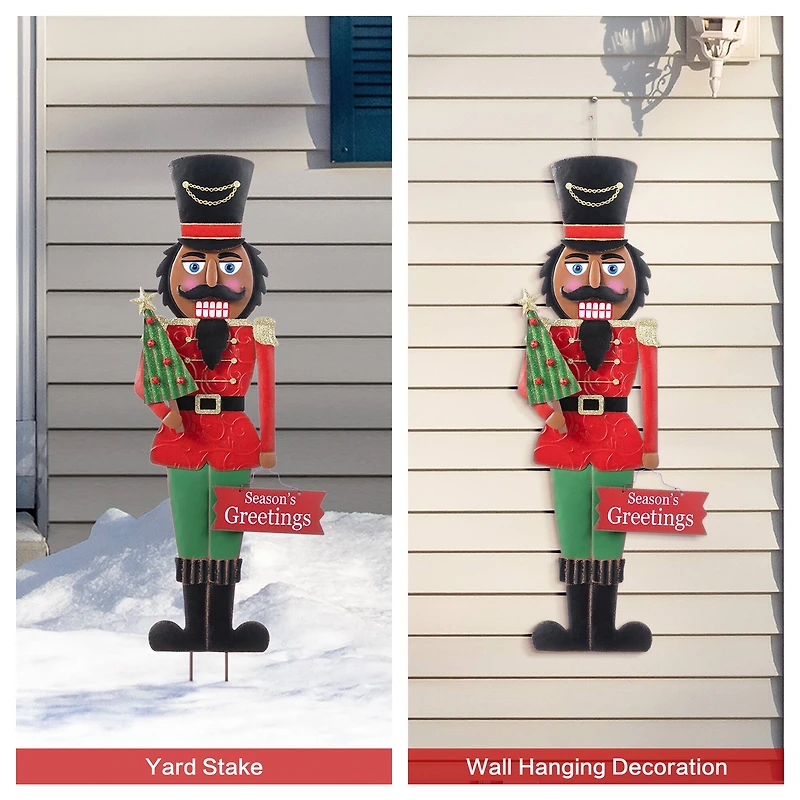 Glitzhome® 36" Christmas Metal African Nutcracker Yard Stake