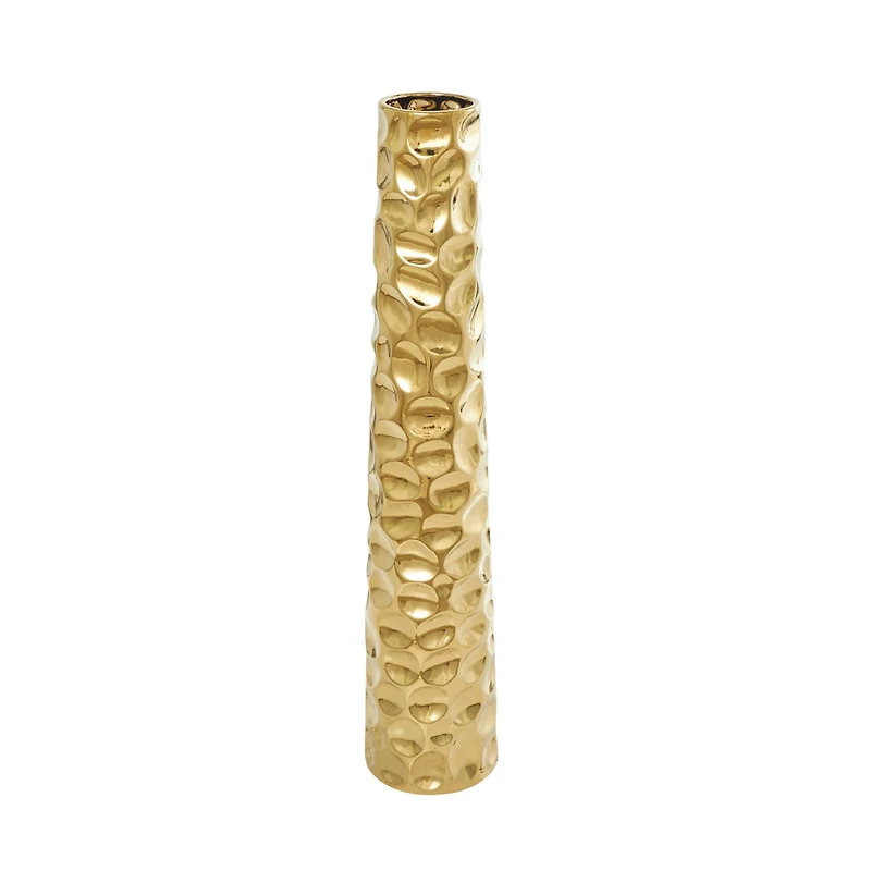 39" Gold Concaved Circles Ceramic Vase