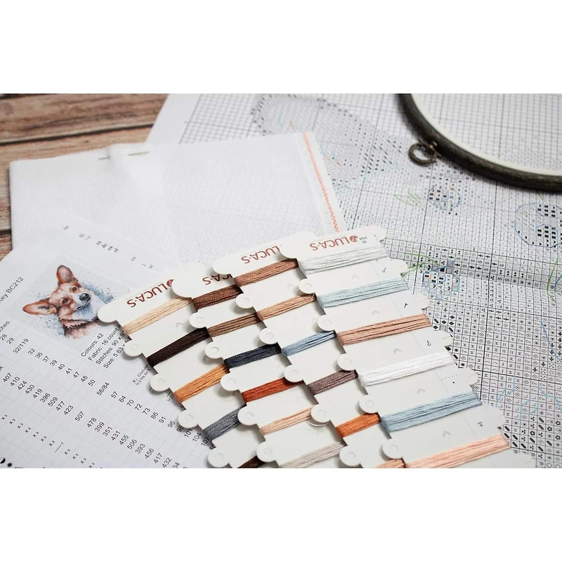 Luca-S Welsh Corgi Counted Cross Stitch Kit with Display Hoop