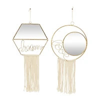 Gold Metal Contemporary Hanging Wall Mirrors Set 