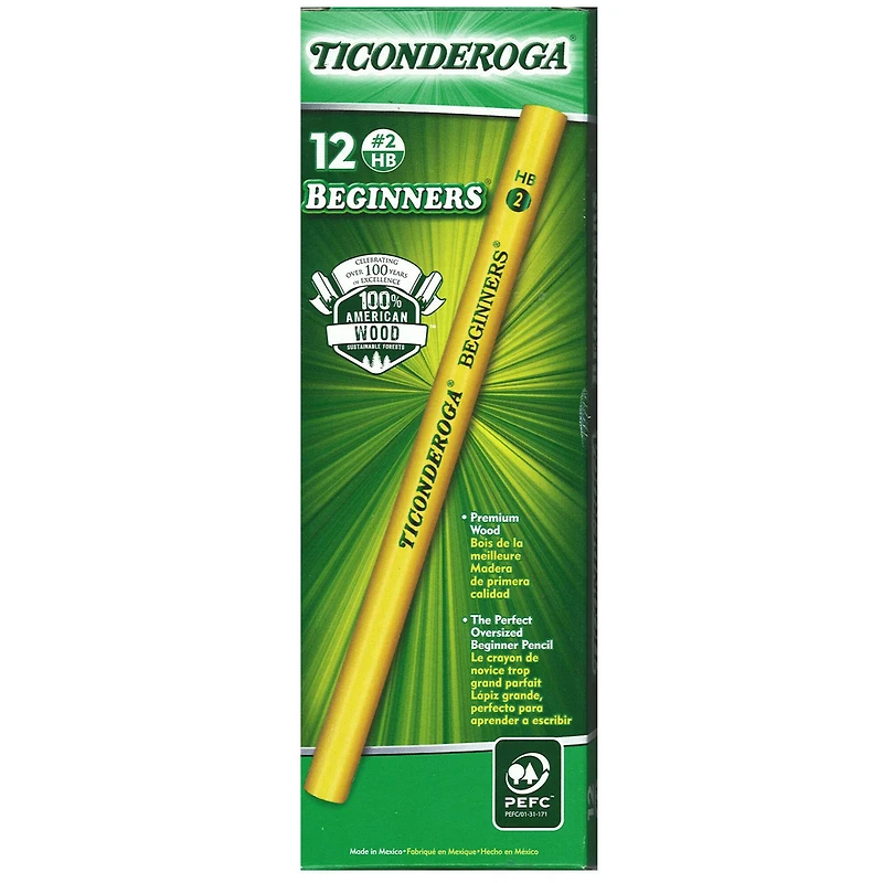 Ticonderoga® Beginners® Pencils without Eraser, 3 Packs of 12