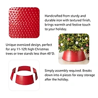 Glitzhome® Red 40.5" Hammered Metal Tree Collar