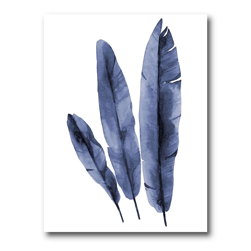 Designart - Navy Blue Tropical Banana Leaves