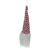 8" Red, White & Gray Knit Gnome Head LED Ornament