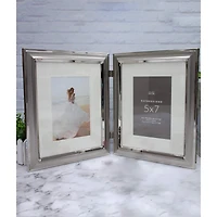 Expressions™ 2 Opening 5" x 7" Silver Hinged Frame with Mat by Studio Décor®