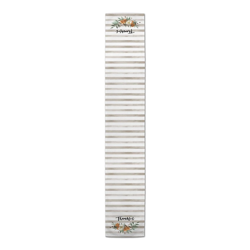 90" Striped Floral Thankful Poly Twill Table Runner