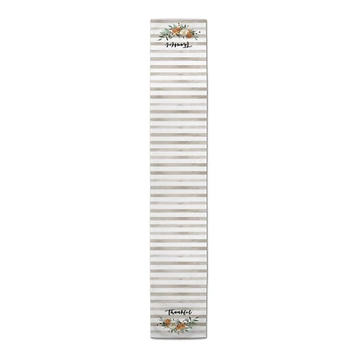 90" Striped Floral Thankful Poly Twill Table Runner