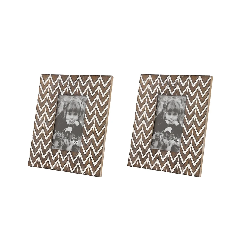2 Pack Brown & White Chevron Modern 8" x 9" Frame