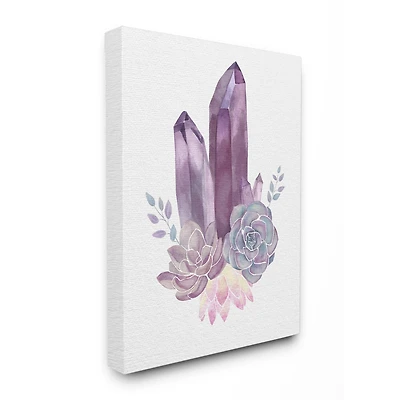 Stupell Industries Succulent Crystal Flower Blue Watercolor Painting Canvas Wall Art