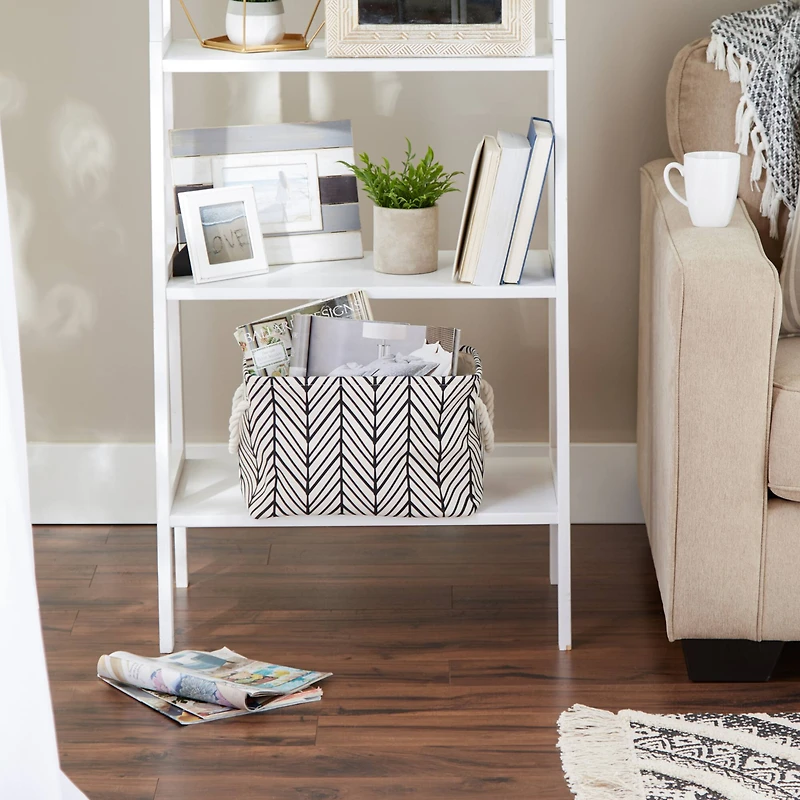 DII® Small Off-White Herringbone Rectangle Fabric Bin