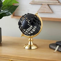 Black Aluminum Metal Open Framed World Educational & Geographic Earth Globe with Wire Exterior & Gold Base