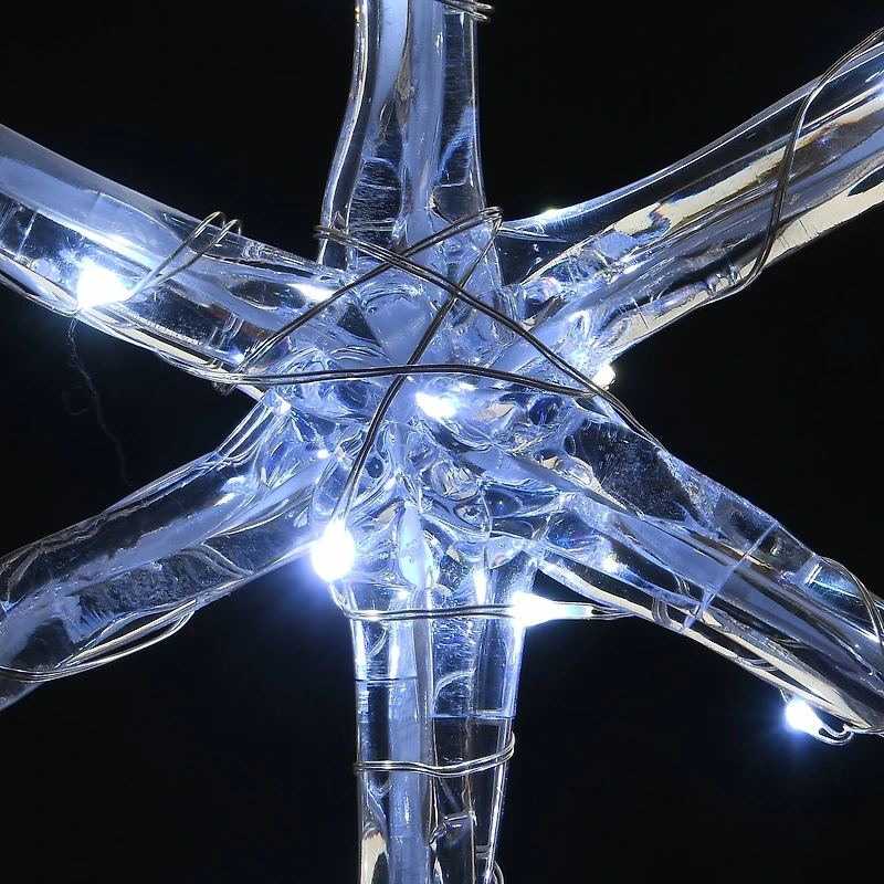 6-Point Star Ice Crystal Snowflake Pair with LED Lights