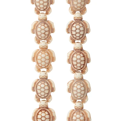 12 Pack: White & Green Reconstituted Stone Tortoise Beads, 18mm by Bead Landing™