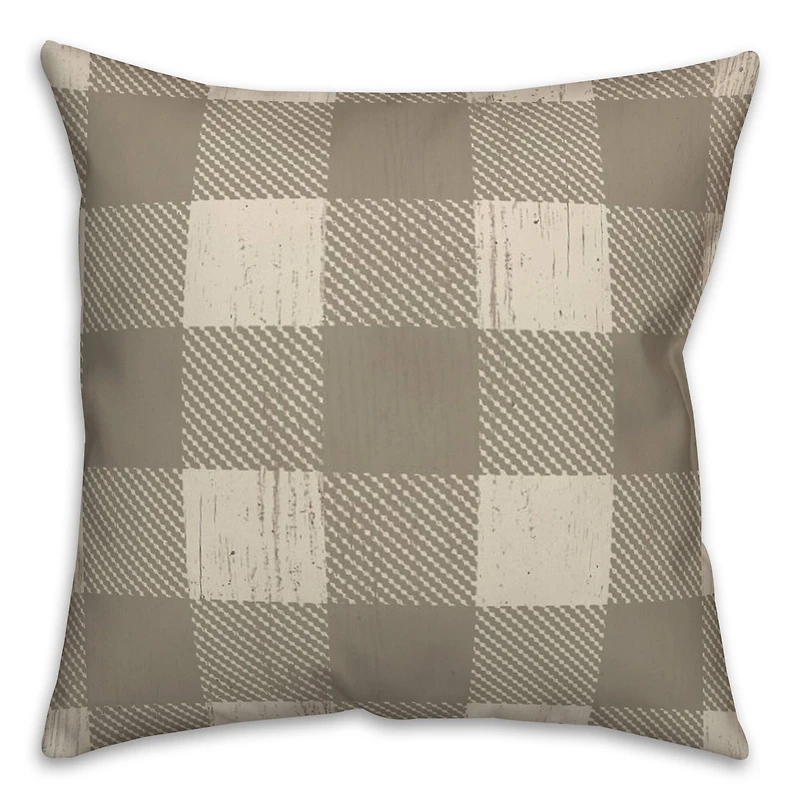 Taupe Buffalo Check Throw Pillow