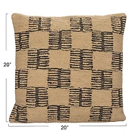 Hello Honey® 20" x 20" Brown & Tan Checkered Indoor & Outdoor Hand-Woven Fabric Pillow