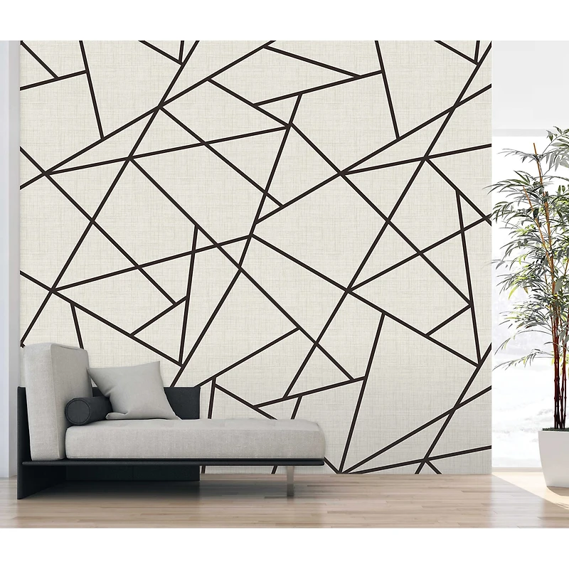 Katie Hunt Black on Dove Gray Modern Lines Wall Mural