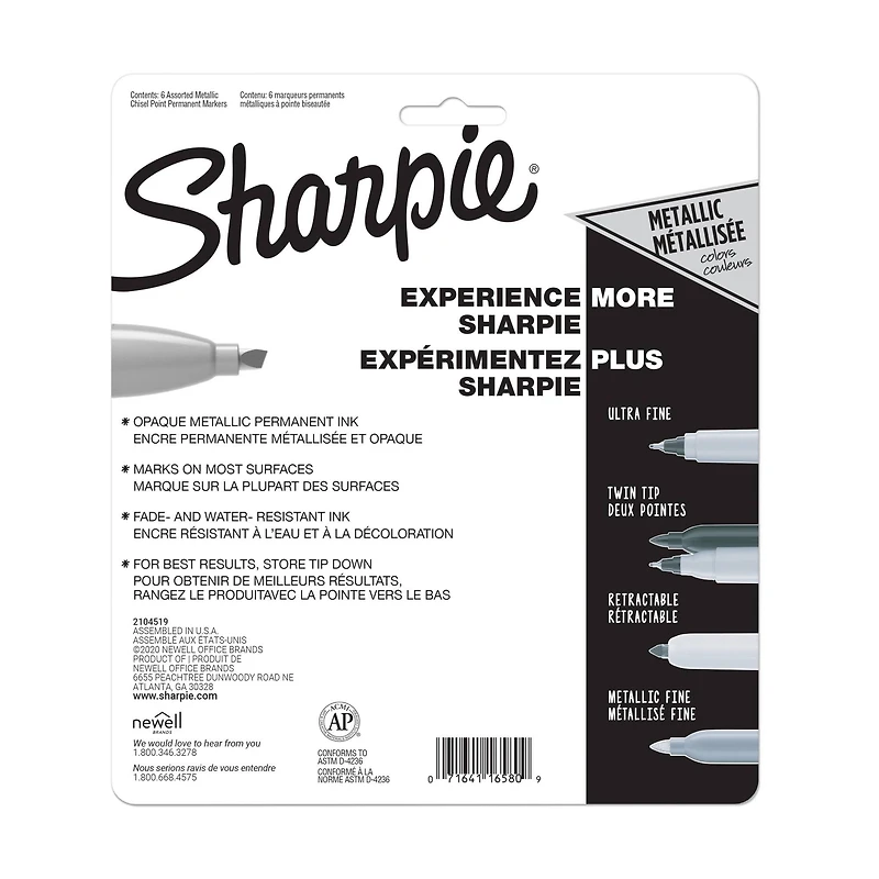 Sharpie® Chisel Tip Metallic Permanent Markers