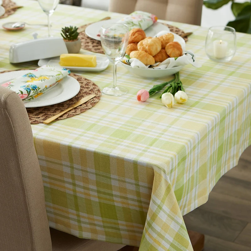 Lemon Bliss Plaid Tablecloth 52" x 52"