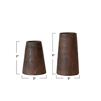 Hello Honey® Brown Round Reclaimed Wood Vase with Distressed Finish Set