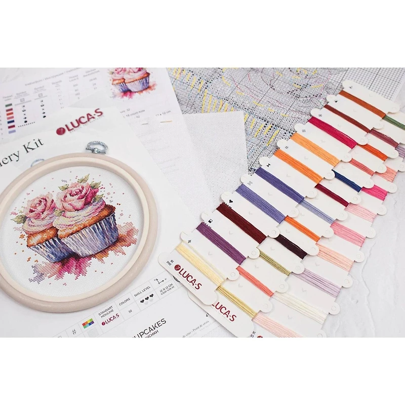 Luca-S The Cupcakes Counted Cross Stitch Kit with Display Hoop