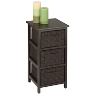 Honey Can Do 25" Small Espresso Storage Cabinet with Wood Frame & Woven Fabric Drawers