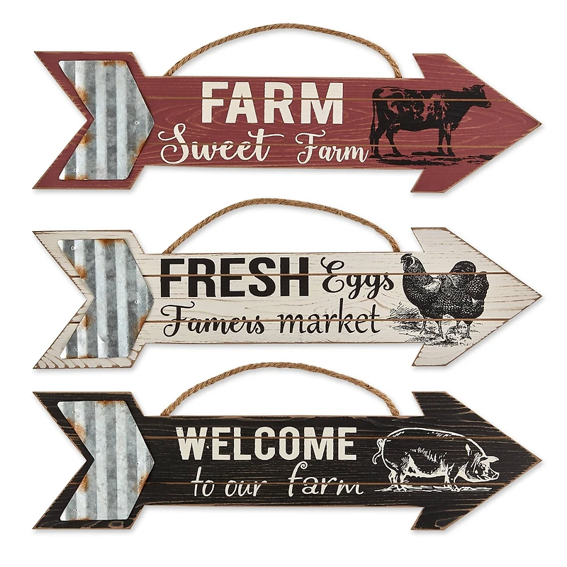 Galvanized Arrow Farmhouse Signs Set