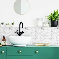 RoomMates Carrara Marble Hexagon Peel & Stick Backsplash