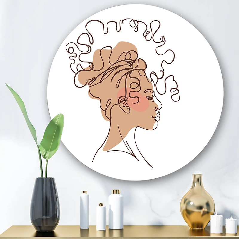 Designart - One Line Portrait of African American Woman I