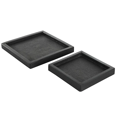 Black Marble Minimalistic Textured Square Trays, 2ct.