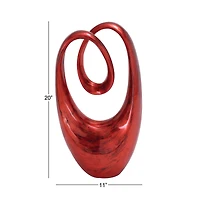 20" Red Polystone Contemporary Swirl Sculpture