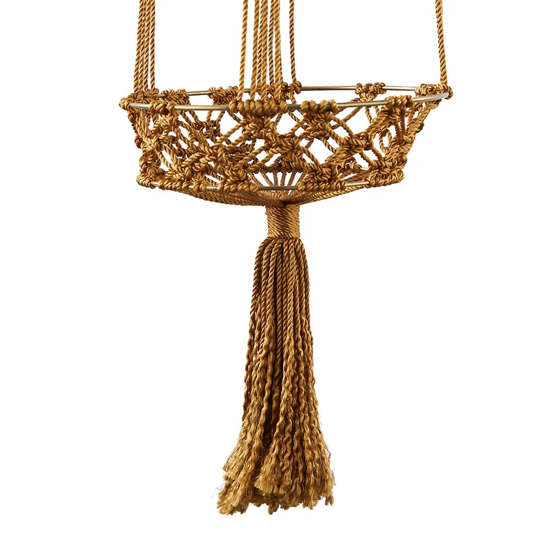 47" Brown Fabric Handmade Hanging Macrame Wall Planter