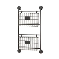 Black Metal Industrial Wall Mounted Magazine Rack