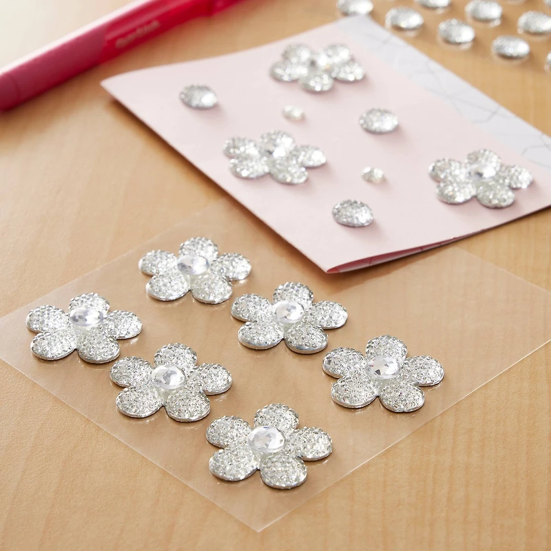 12 Packs: 9 ct. (108 total) Clear Sugar Stone Flower Stickers by Recollections™
