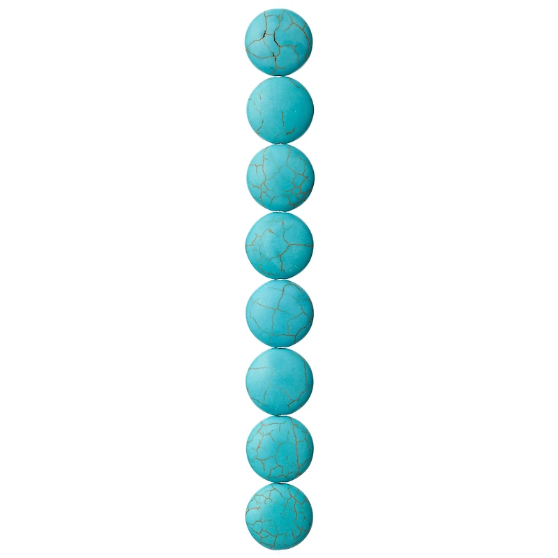 12 Pack:  Turquoise Dyed Howlite Lentil Beads, 20mm by Bead Landing™