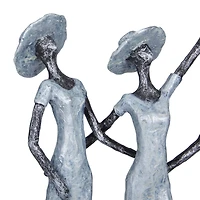 Grey Polystone Traditional Sculpture, Ladies 13" x 15" x 4"