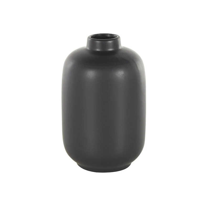 8" Black Minimalistic Ceramic Cylinder Vase