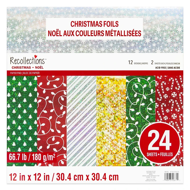 12" x 12" Christmas Foils Paper Pad by Recollections™