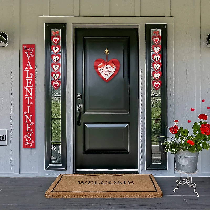 Glitzhome® 5ft. Wooden Happy Valentine's Day Porch Sign