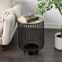 22" Black Aluminum Open Frame Wire Accent Table