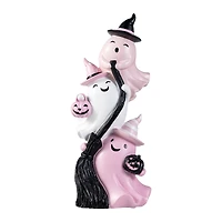 Glitzhome® 13"H Pink Halloween Polyresin Stacked Ghost Table Decor
