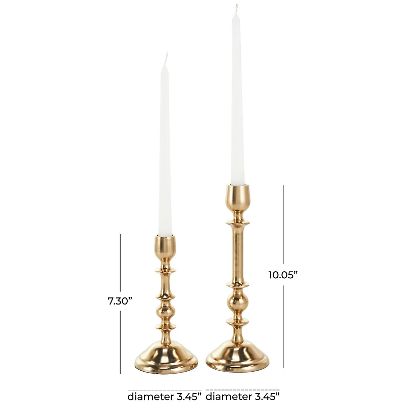 Gold Aluminum Metal Candle Holder Set