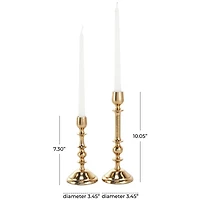 Gold Aluminum Metal Candle Holder Set