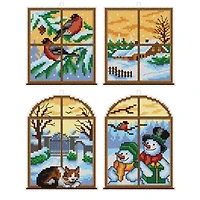 Orchidea Winter Windows Set Plastic Canvas Plastic Canvas Counted Cross Stitch Kit